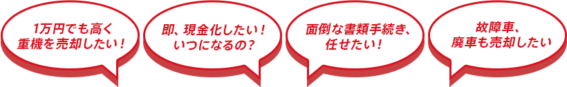 1万円でも高く重機を売却したい！即、現金化したい！いつになるの？面倒な書類手続き、任せたい！故障車、廃車も売却したい